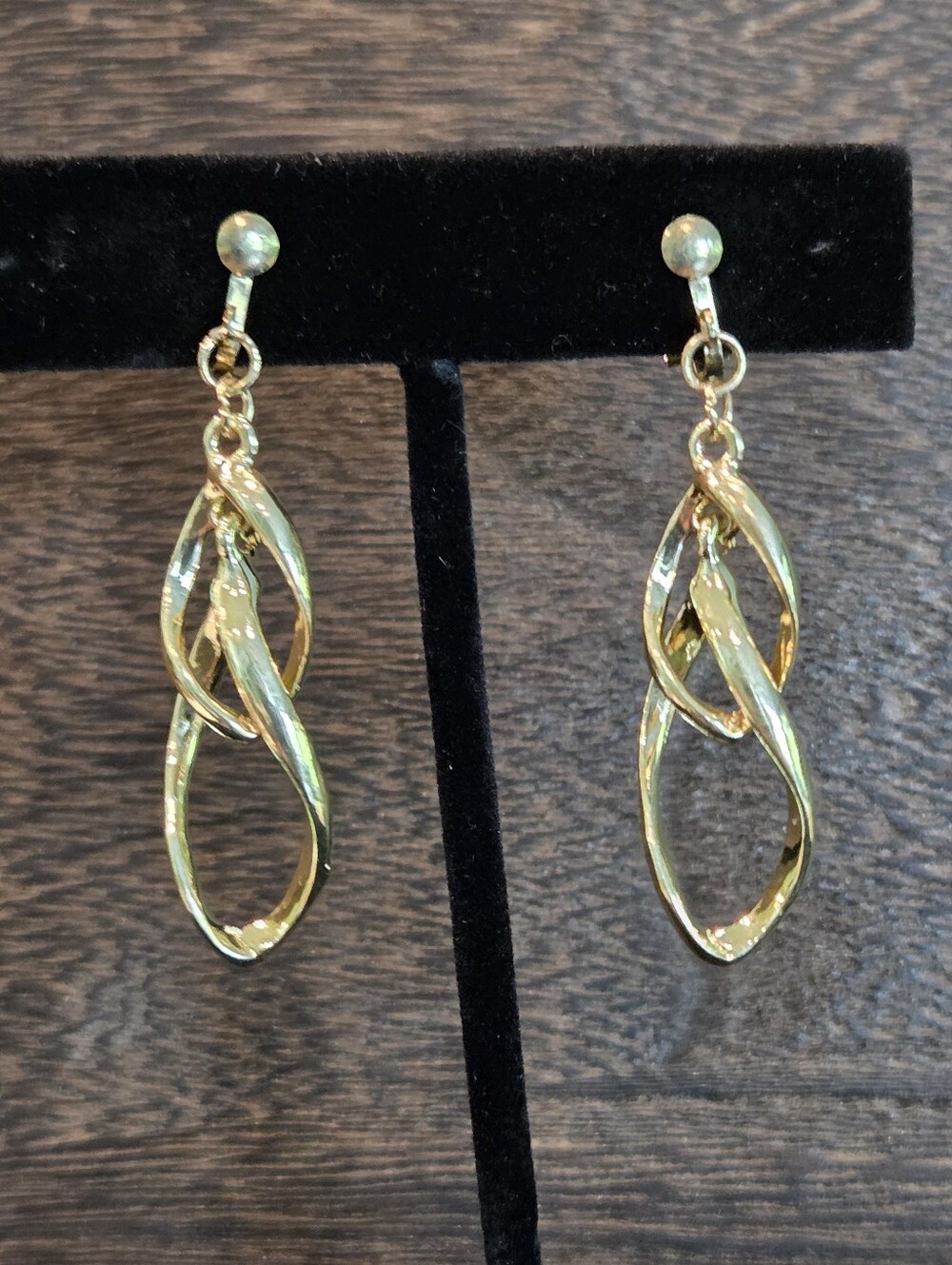Gold Twist Drop Clip Earrings - Women Jewelry